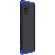 Microsonic Xiaomi Redmi Note 10 Kılıf Double Dip 360 Protective Siyah Mavi