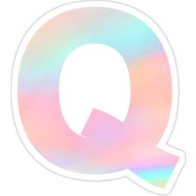 Universal Q Harfi Alfabe Pastel Gökkuşağı Illüstrasyon Sticker Araba Oto Arma Duvar Sticker