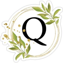 Universal Q Harfi Kişiselleştirilmiş Çiçek Ilk Monogram Sticker Araba Oto Arma Duvar Sticker