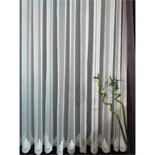 Brillant Grek Zemin Arne Desen Tül Perde 1/3 Sık Pile Özellikli Ekru Renk 300 x 250 cm