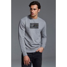 Qivi V Pink Floyd Dark Side Of Baskılı Gri Erkek Örme Sweatshirt Uzun Kol