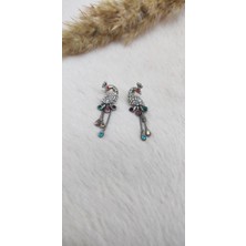 Hd Marketim Tavus Kuşu Tasarım Swaroski Taşlı Yeni Moda Bayan Küpe