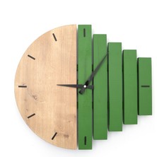 Yedi Home & Decor Black Edition Wooden Sections Ahşap Modern El Yapımı Duvar Saati 5024_BE Grass Green