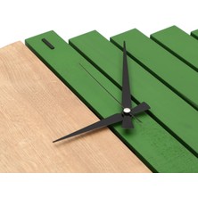 Yedi Home & Decor Black Edition Wooden Sections Ahşap Modern El Yapımı Duvar Saati 5024_BE Grass Green