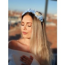 Melkady 232A - Çiçekli Şık Broşlu Taç, Lohusa Tacı, Frida, Özel Gün Tacı