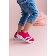 First Step Ultra Hafif Memory Foam Iç Taban Çocuk Triko Spor Ayakkabı Beyaz Şeritli FUŞYA-M-1002