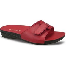 Ceyo Marina-1 Kırmızı Kadın Terlik Düz Topuklu Ev Kullanımına Uygun Hafif ve Konforlu