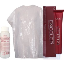 Exicolor Saç Boyası Tüp 60 ml - 4.77 Bitter + 20 Volüm Peroksit + Boya Naylonu