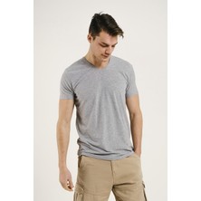 Oksit Riley V Yaka Slim Fit Basic Erkek Tshirt