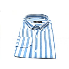 Kurular Tekstil Keten Çizgili Gömlek Uzunkol