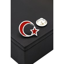 Akyüz Gümüş Ay Yıldız Mineli Gümüş Rozet 018