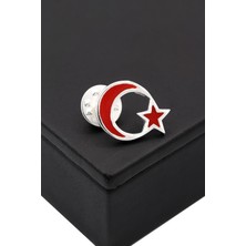 Akyüz Gümüş Ay Yıldız Mineli Gümüş Rozet 018