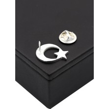 Akyüz Gümüş Ay Yıldız Mineli Gümüş Rozet 018