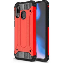 noktaks - Samsung Galaxy A30 - Kılıf Çift Katman Zırh Tank Crash Military Kapak - Kırmızı - T7955