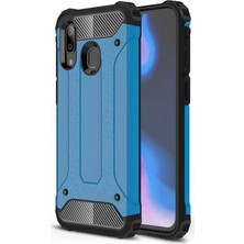 kilifone - Samsung Galaxy A20 - Kılıf Çift Katman Zırh Tank Crash Military Kapak - Mavi - T7954