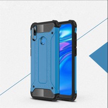 noktaks - Huawei Y7 Prime 2019 - Kılıf Çift Katman Zırh Tank Crash Military Kapak - Mavi - T7678