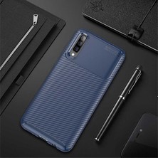 kilifone - Samsung Galaxy A50 - Kılıf Auto Focus Karbon Negro Silikon Kapak - Lacivert - T7855