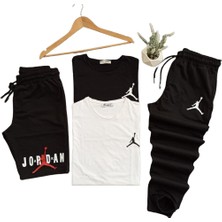 Amor Man 4 Lü Yüzde Yüz Pamuk Dar Kesim Cepli Outdoor Yeni Trend Kısa Kollu Yazlık Erkek Şort-Eşofman Takım