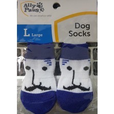 Little Friends Köpek Çorabı Large Lacivert - Beyaz Renk ve Yüz Desenli
