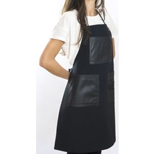 Monapron Özel Tasarım Barista Ahşap Seramik Kuaför Önlük 01B Leonardo Siyah