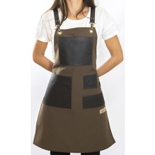 Monapron Özel Tasarım Barista Ahşap Seramik Kuaför Önlük 01B Kkahve