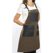 Monapron Özel Tasarım Barista Ahşap Seramik Kuaför Önlük 01B Kkahve