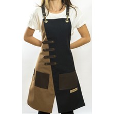 Monapron Özel Tasarım Barista Ahşap Seramik Kuaför Önlük 02 Miro Siyah Kahve