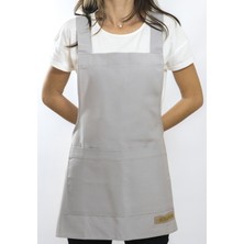 Monapron Özel Tasarım Barista Ahşap Seramik Kuaför Önlük 05B Monet Gri