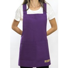 Monapron Özel Tasarım Barista Ahşap Seramik Kuaför Önlük 05 Monet Mor