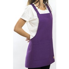 Monapron Özel Tasarım Barista Ahşap Seramik Kuaför Önlük 05 Monet Mor
