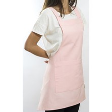 Monapron Özel Tasarım Barista Ahşap Seramik Kuaför Önlük 05B Monet Pembe