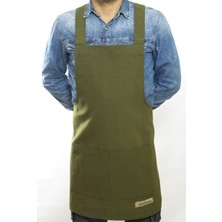 Monapron Özel Tasarım Barista Ahşap Seramik Kuaför Önlük 05B Monet Yeşil