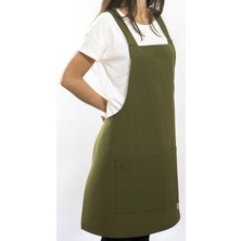 Monapron Özel Tasarım Barista Ahşap Seramik Kuaför Önlük 05B Monet Yeşil