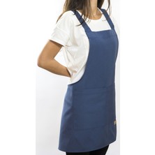 Monapron Özel Tasarım Barista Ahşap Seramik Kuaför Önlük 05B Monet Lacivert
