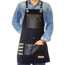 Monapron Özel Tasarım Barista Ahşap Seramik Kuaför Önlük 09B Titian Siyah