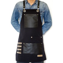 Monapron Özel Tasarım Barista Ahşap Seramik Kuaför Önlük 09B Titian Siyah