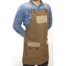 Monapron Özel Tasarım Barista Ahşap Seramik Kuaför Önlük 18 Ronsard Kahve