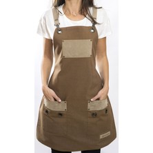 Monapron Özel Tasarım Barista Ahşap Seramik Kuaför Önlük 18 Ronsard Kahve