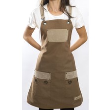 Monapron Özel Tasarım Barista Ahşap Seramik Kuaför Önlük 18 Ronsard Kahve
