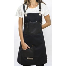 Monapron Özel Tasarım Barista Ahşap Seramik Kuaför Önlük 20B Giotto Siyah