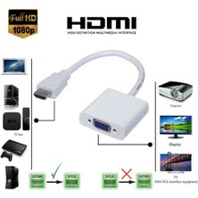 Wozlo HDMI To VGA Kablo Çevirici Dönüştürücü Görüntü Altın Uçlu Full Hd