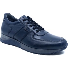 Fosco Hakiki Deri Lacivert Erkek Sneaker Ayakkabı 2101-1 305