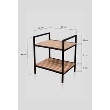 Mudesa Metal Ahşap Dekoratif Banyo Rafı 2 Raflı Mini Açık Banyo Dolabı Havluluk Sabunluk Çok Amaçlı Organizer