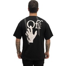 Amor Man Sırt Baskılı Oversize Dirsek Kol Bol Kesim Solmayan Siyah Pamuk Trend Erkek Tşört