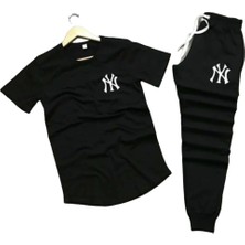 Amor Man Çift Cep Kısa Kollu Dar Kesim Dijital Baskılı Pamuk Solmayan Siyah Erkek Yazlık Eşofman Takımı