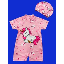 Lolli Boom Kids Kız Çocuk Uykucu Unicorn Hassas Ten Tam Vücut Mayo ve Bone - Surfers