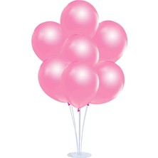 Süsle Bebek ve Parti Balon Standlı, 7 Adet - Metalik Pembe Balon
