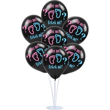 Süsle Bebek ve Parti Balon Standlı, 7 Adet - Kız Mı ? & Erkek Mi ? Balon