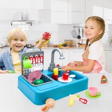 Kayyum Oyuncak Modern Mutfak Çeşmeli Lavabo Set Mutfak Oyuncak Seti