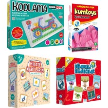 Kumtoys Kodlama+Kinetik Kum+Ca Hikaye Kartları+Ca Eğlenceli Bilmeceler (4'lü Set)